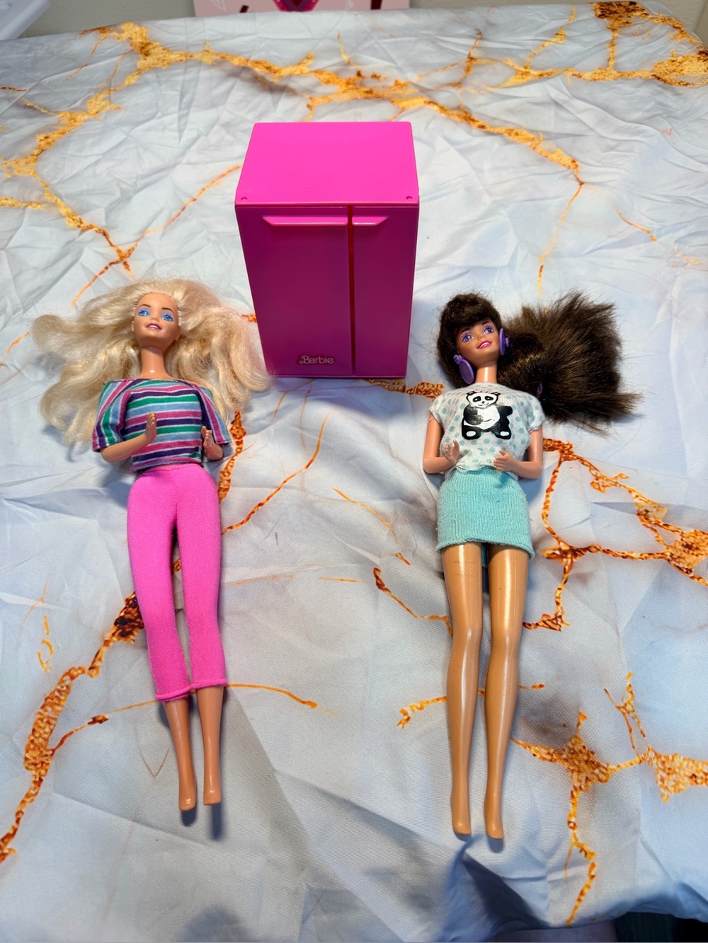 Barbie lot with Barbie fridge